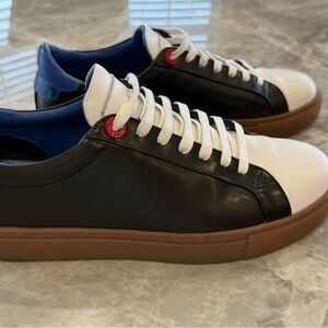 OPP France Luxury Sneakers Black White Leather Gum Sole Mens EU 43 US 10